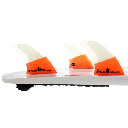 FCS II Orange White Clear Accelerator PC Thruster Fins - Jungle Surf Store - Bali Indonesia