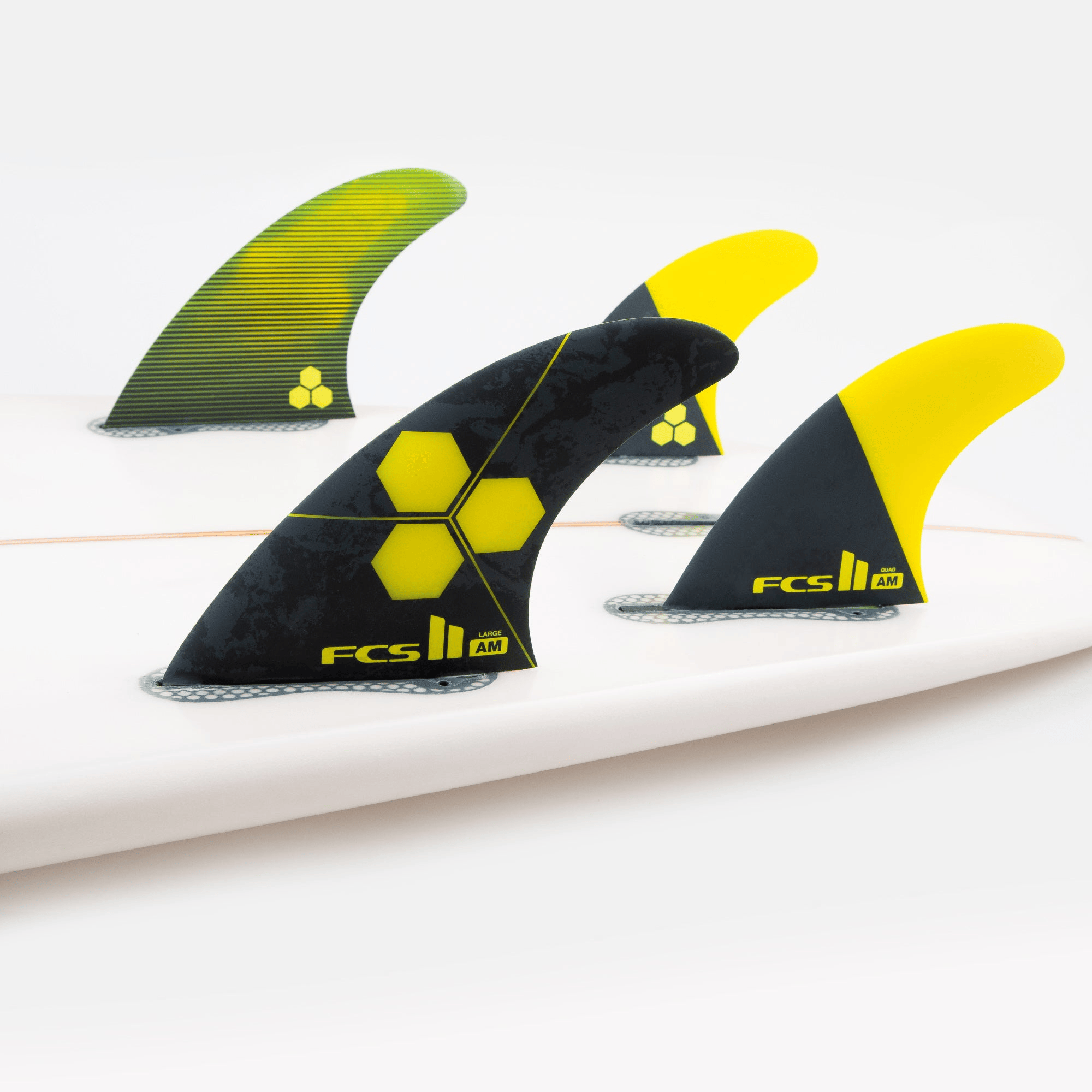 FCS II Black Yellow Logo Al Merrick PC Tri-Quad Fins Large - Jungle Surf Store - Bali - Indonesia