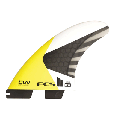 FCS II Yellow White Black Ben Wilson PC Carbon Large Kite Thruster Fins - Jungle Surf Store - Bali Indonesia