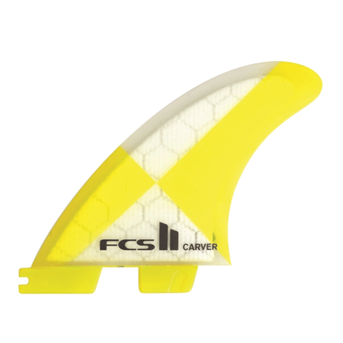 FCS II Yellow White Clear Carver PC Thruster Fins - Jungle Surf Store  - Bali Indonesia