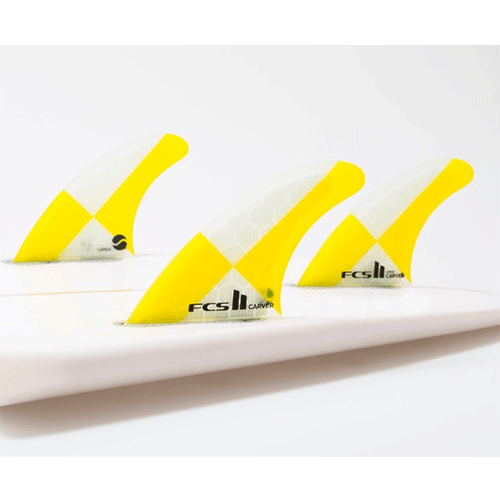 FCS II Yellow White Clear Carver PC Thruster Fins - Jungle Surf Store - Bali Indonesia