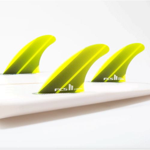 FCS II Acid Yellow Carver Neo Glass Thruster Fins - Jungle Surf Store Bali