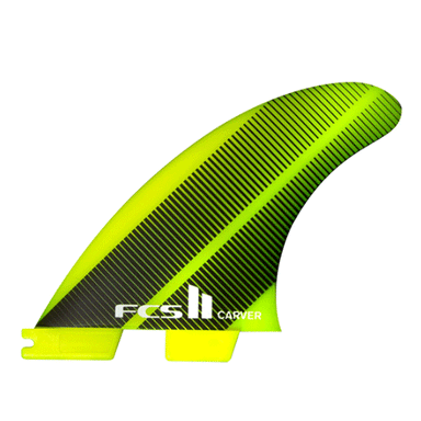 FCS II Acid Yellow Carver Neo Glass Large Tri-Quad Fins In Surfboard - Jungle Surf Store - Bali  Indonesia