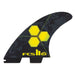 FCS II Black Yellow Logo Al Merrick PC Tri-Quad Fins Large Yellow - Jungle Surf Store - Bali Indonesia