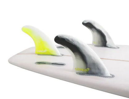 GORILLA FCS II Core PC Thruster Fins | Large size | Back yellow fin, black side fins | Jungle Surf Store | Bali Indonesia